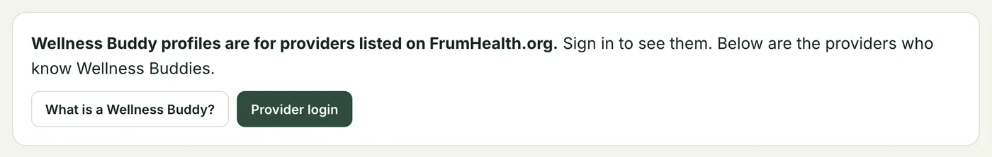 Signed out, the Wellness Buddies tab asks a provider to sign in.